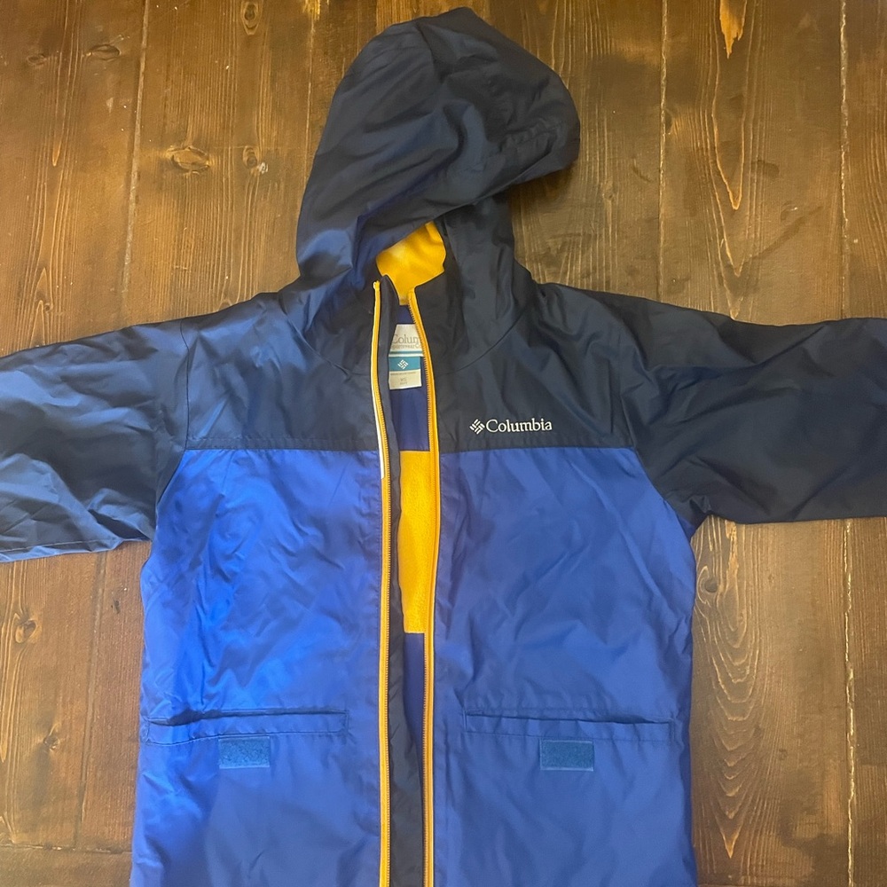 Columbia Kids Two-Tone Blue Raincoat with Hood